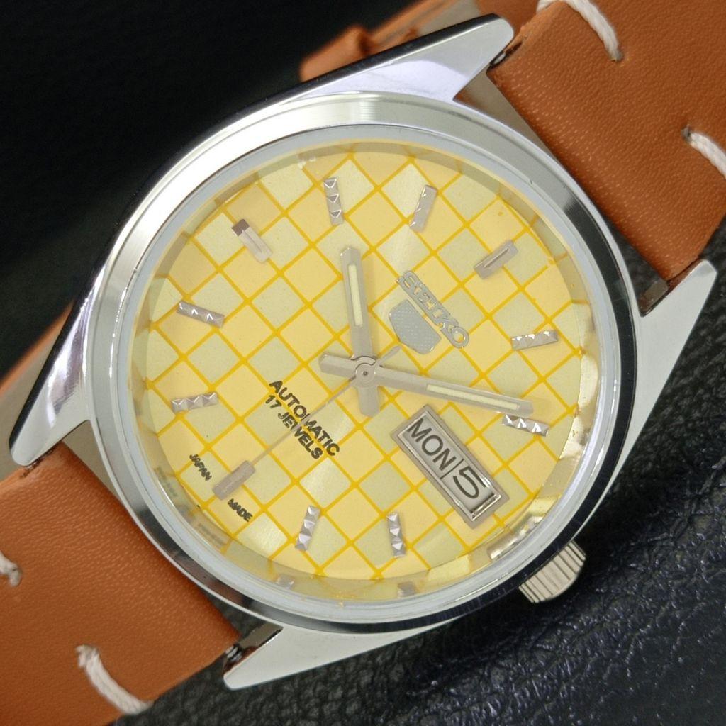 

JAPAN SEIKO 5 AUTOMATIC MENS 6309A REFURBISHED YELLOW COLOR DIAL WATCH a440322-9 Sk-a440322-1