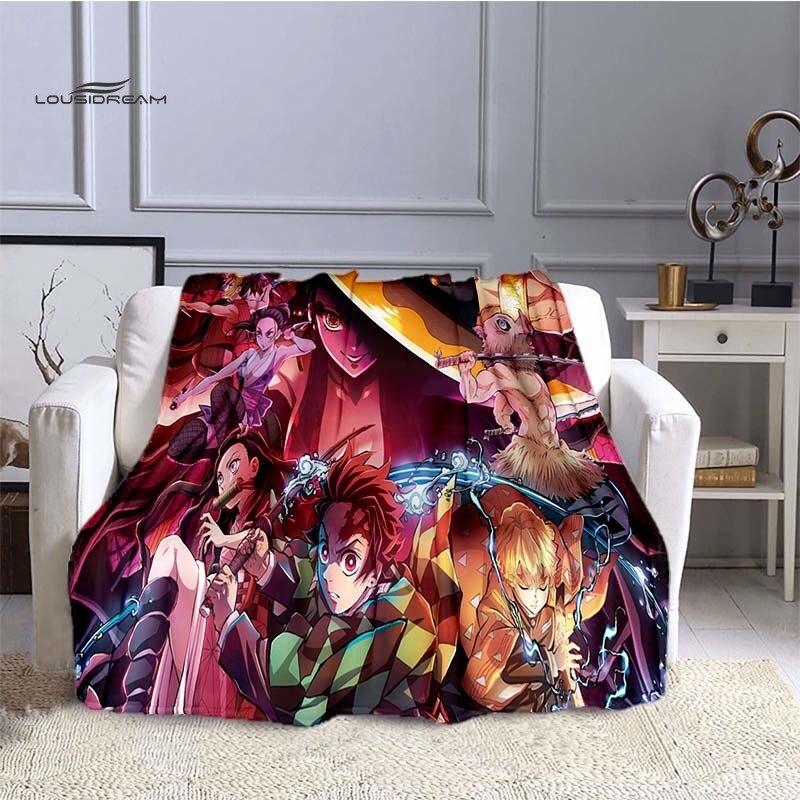 LOUSIDREAM Demon Slayer Deky pro postele Home Travel Flanelová deka pro dospělé na gauč Obývací pokoj Pohovka Child Keep Warm