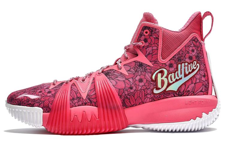 Li Ning Badfive 1 Badfive Нескользящие Амортизирующие Износостойкие Высокие Баскетбольные Кроссовки Мужские Розовые ABFQ005-12 40