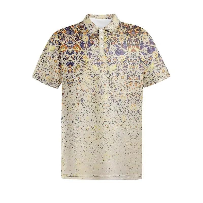 Men's Business and Leisure Printed Waffle Polo Shirt