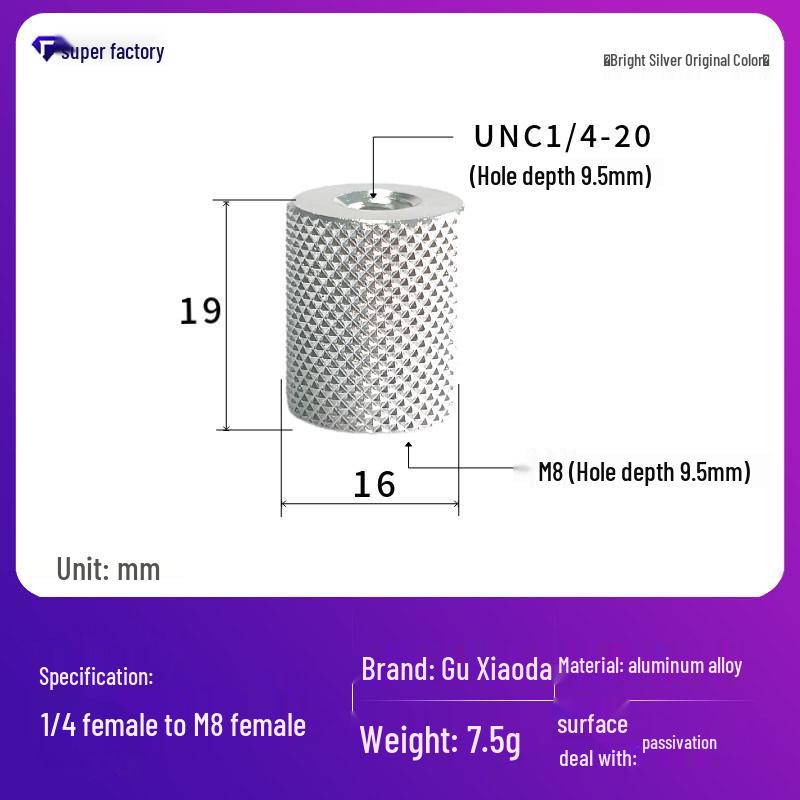 

Aluminum Alloy Adapter Nut for Tripod Ball Head (5/8 to 1/4 & 3/8 ).