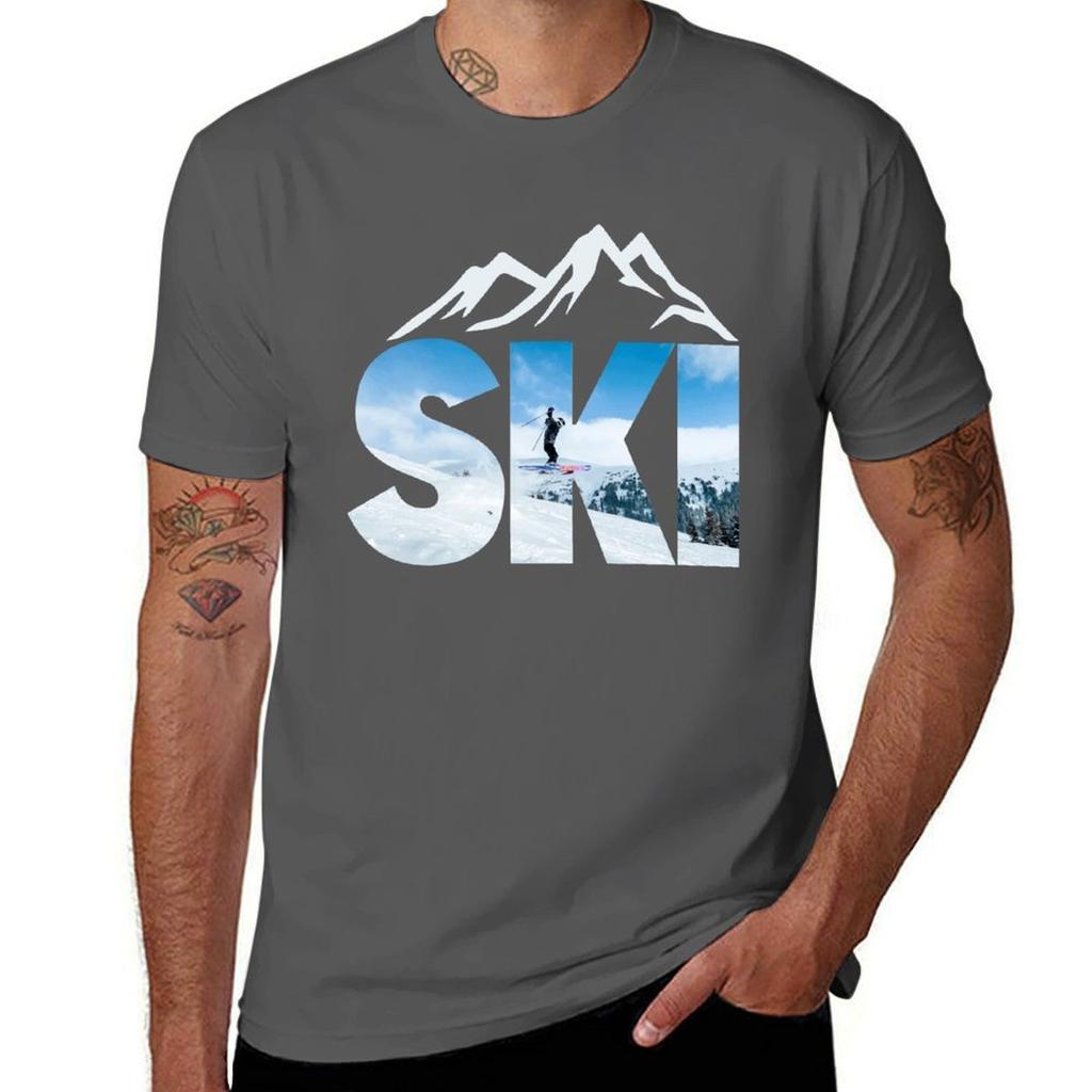 Ski Mountain Tshirt Basic Tee Shirt For Everyday Outfit