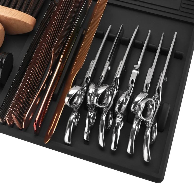 Waterproof Silicone Hairdressing Mat With 6Magnets AntiSlip Surfaces Grooming Tool Holder Pad For Salon Professional