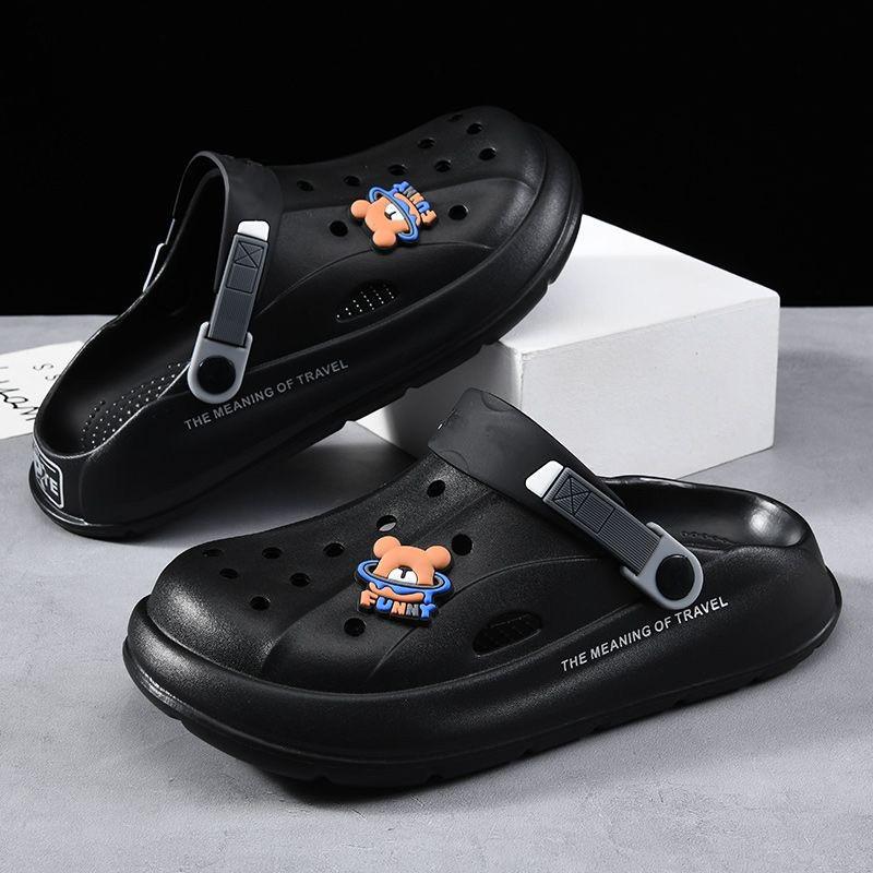 Thick-soled Hole Shoes Men's 2025 New Non-slip Thick-soled Light and Breathable Beach Bag Head Cool Slippers