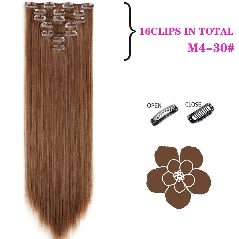 MISSQUEEN Long Straight Clip In Hair Extensions Synthetic Hair Synthetic Clips In Hair Extensions Heat Resistant 7Pcs/set 16Clips