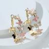 Trendy Butterfly Hoop Earrings Oil Dripping Geometry Metal Round Circle Earrings Multi-Colored Simple Statement Jewelry Women