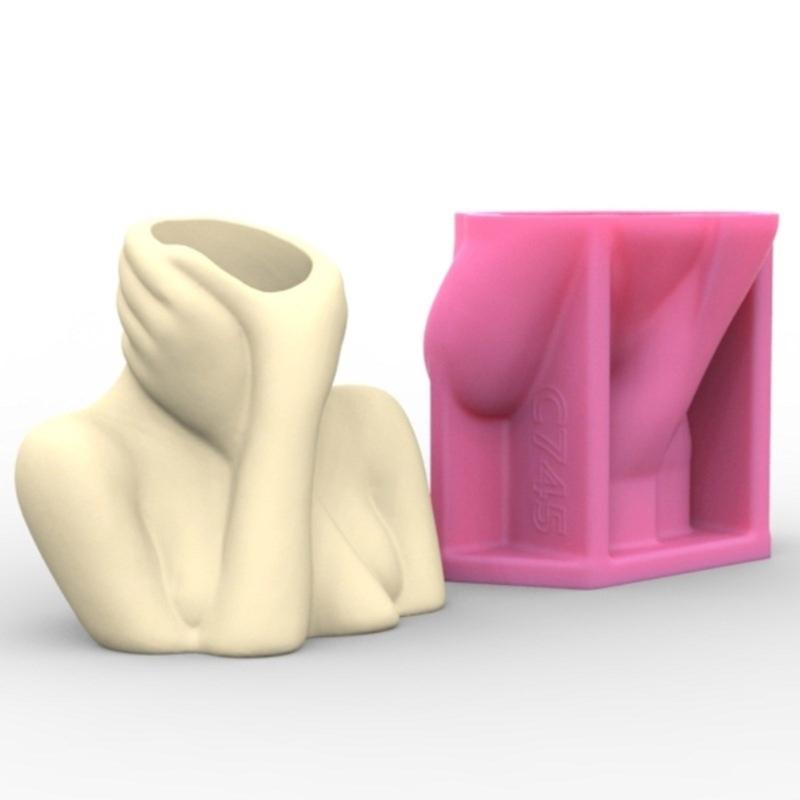 Abstraktní portrétní formy na vázy Unikátní silikonová forma na květináče pro výrobu květináče, aranžování květin, pryskyřičné formy, dekorace