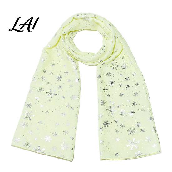 Soft Blend Shawl Glitter Sparkly Foil Snowflake Print Scarf for Women Christmas Decorative Theme Wrap Fall Winter Lightweight Fabric Gift