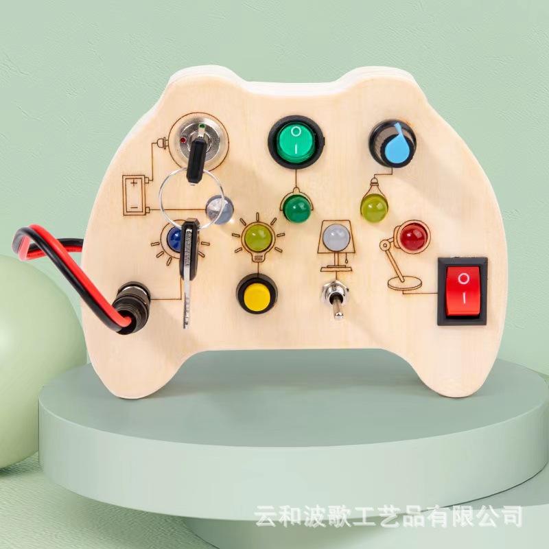 Early Childhood Education Wooden Led Light Socket Switch Busy Board Toys Hands-on Wooden Toys