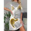 Plus Size Women'S Nightgown In Pink with a Cute Cat Print, Featuring a Loose Long Short-Sleeve T-Shirt Style, Per… More