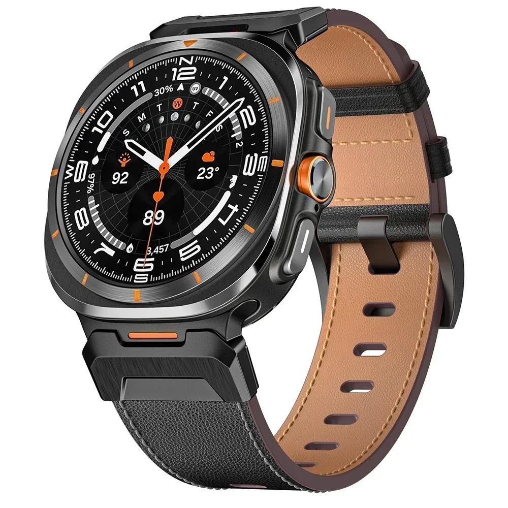 Läderarmband för Samsung Galaxy Watch Ultra 2025 2024 hästlärsrem för SAMSUNG GALAXY ULTRA 47MM klockarmband