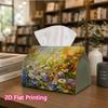 1pc, 2D Flat Printing, Tissue Box Beautiful Wildflower Grassland Pattern Printed Tissue Box, Suitable for Home, Kitchen, And Car Decoration, Tissue Di