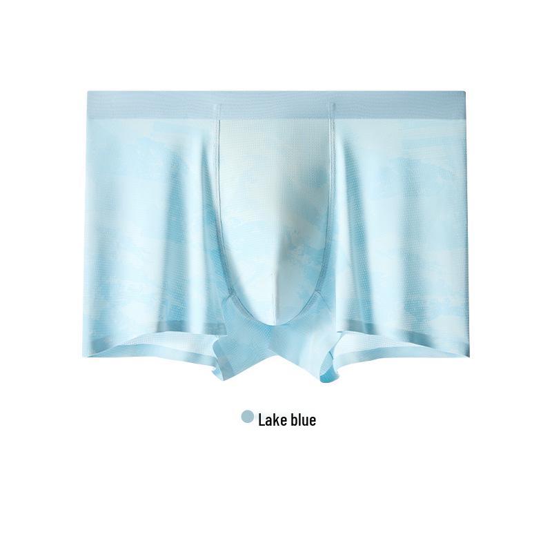 

Мужские летние бесшовные боксеры-брифы из ледяного шелка, антибактериальные, быстросохнущие 3XL