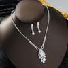 Full Diamond Zircon Stud Earrings Necklace Two-Piece Set Cold Wind Collarbone Chain Light Luxury High-End Jewelry Set