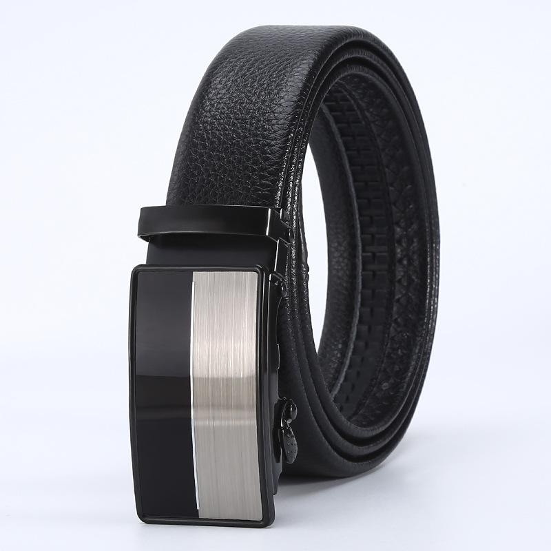 Belt Men'S Business Automatic Buckle Belt Scratch Resistant Lychee Pattern Belt Body Stall