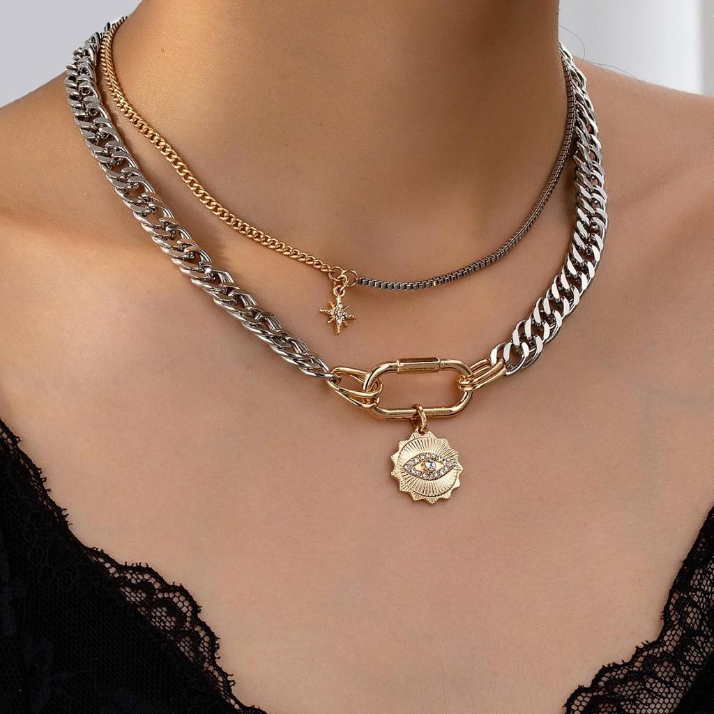 European & American Style Devil's Eye Layered Chain Necklace for Women - Bestseller, Unique Design