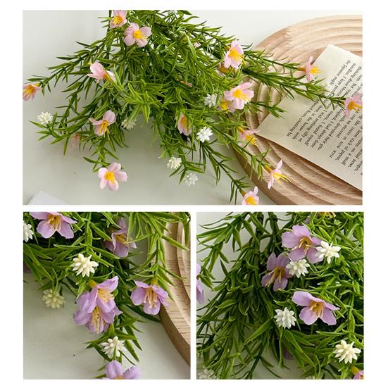 Künstliche Schleierkraut mit grünen Blättern UV-beständig 7-Zweig Falsche Seidenblume Haus Büro Hochzeit Party Innen Außen Falsche Blüte Dekoration