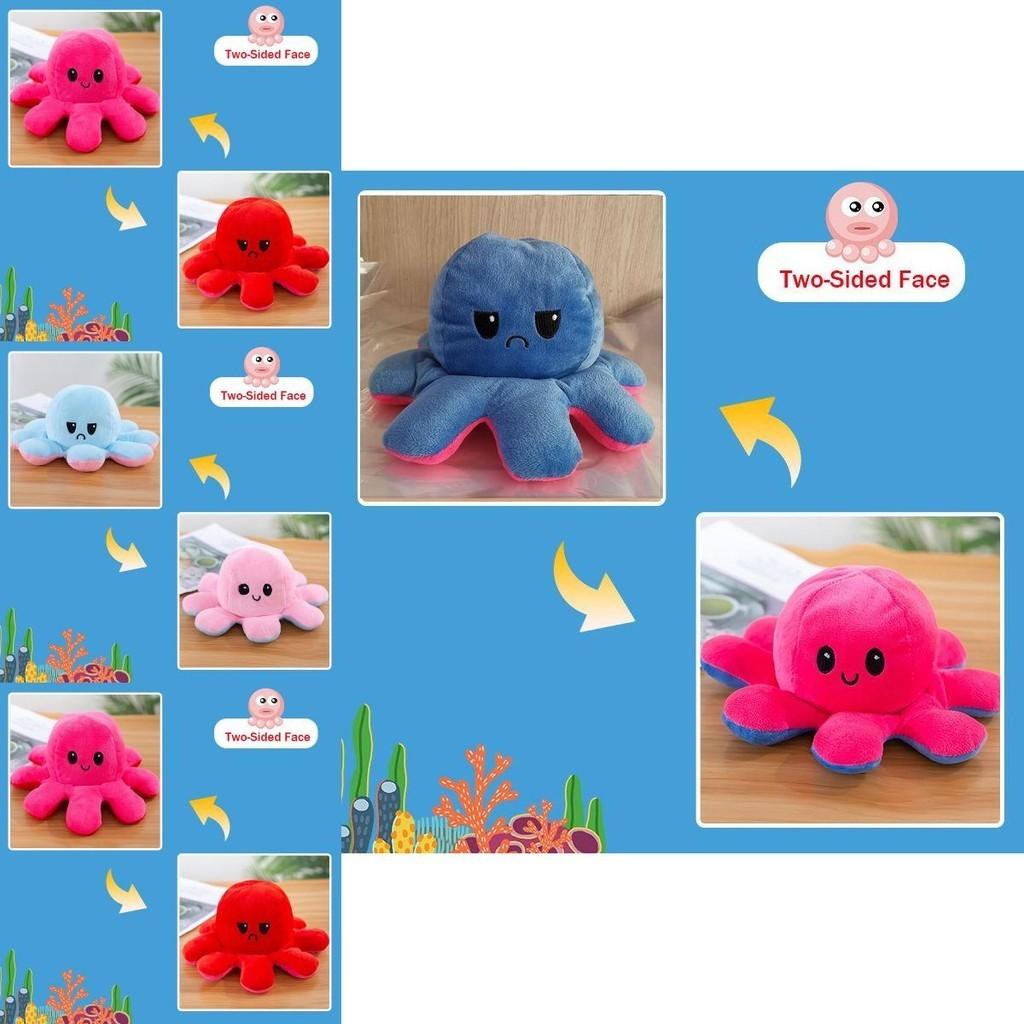 Adorable Double-sided Flip Reversible Octopus Plush Toy In Soft And Lifelike Style
