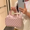 Polka Dot Handheld Makeup Bag Multifunctional Three Layer Partition Pu Cosmetic Bag Large Capacity Waterproof Travel Storage Bag