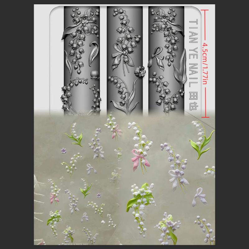 Flowers Series 3D Curved Nail Mold Lily Of The Valley Lotus Flower Diy High Tranparent Nail Templates Nail Mold Art Decor