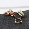 Exquisite Russian Purple Gold Single-Row Zircon Ear Buckle Rose Gold-Plated Emerald Earrings Jewelry
