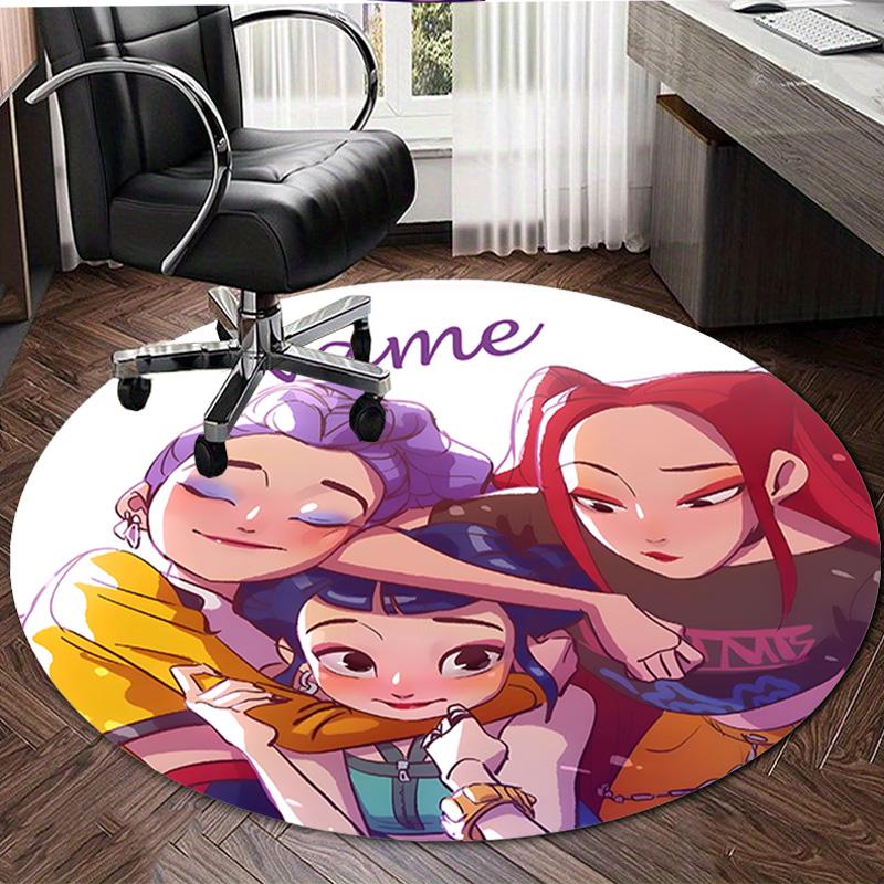 Personalized K-KPop Demon Hunters Round Chair Office Rug - Perfect for Mat, Office Chair & More - Ideal Gift for Birthdays and Holidays