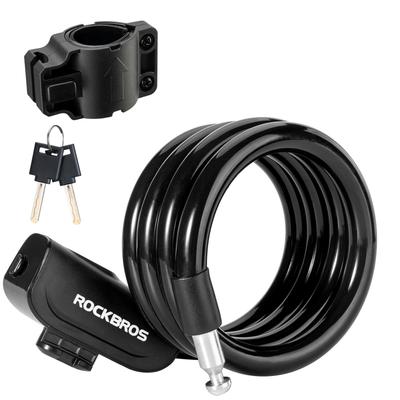 ROCKBROS Bicycle Key Lock Wire Lock High Cut Resistance Cross Section Diameter 13mm Length 1100mm Key Type Convenient To Carry Rust Resistant Road
