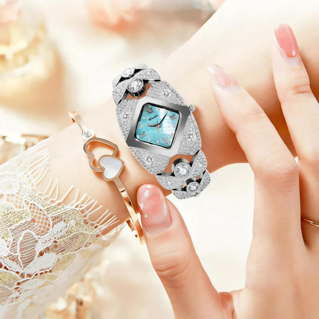 Unique Design Gold Women Bracelet Watches Luxury Elegant Wrist Watches For Ladies Full Diamond Women Quartz Wristwatches
