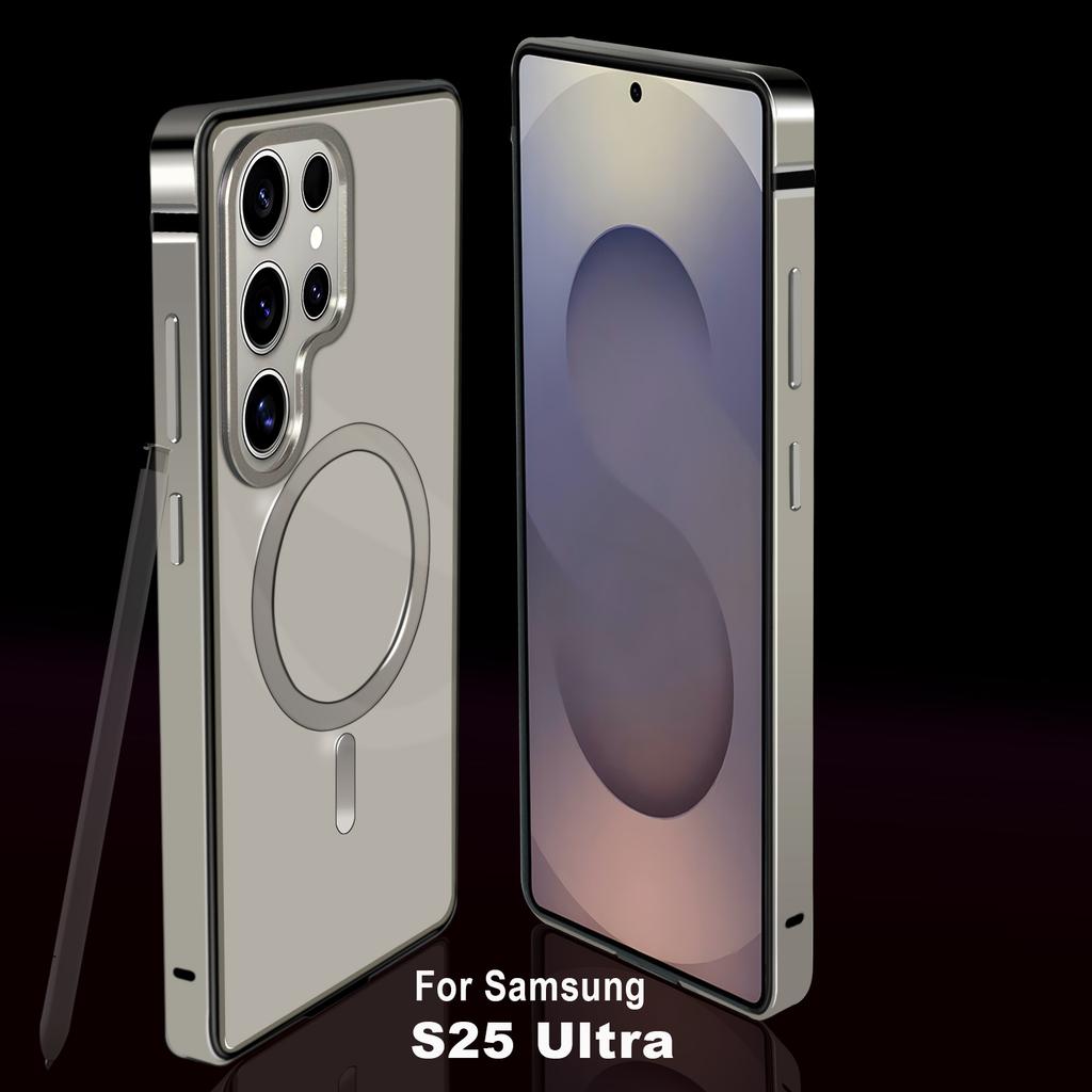 For Samsung Galaxy S25 Ultra Case Metal TPU Frame PC Back Phone Cover Compatible with MagSafe