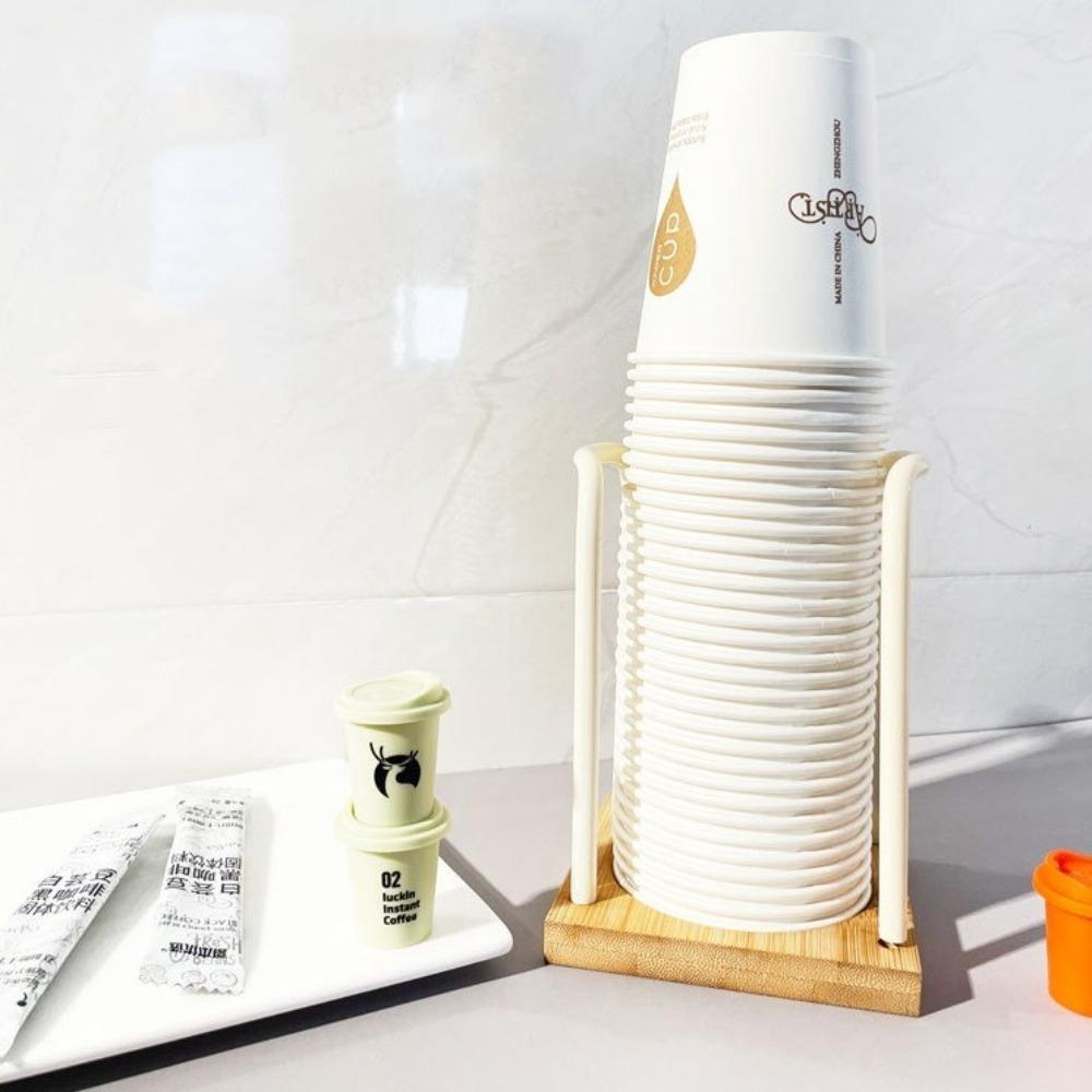Wooden Bottom Disposable Cup Holder Nordic Style Mug Display Stand Organizer  Household