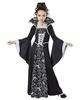 2026 New Halloween Kids Costume Mid-Century Vintage Lace-up Stand-up Collar Flared Sleeve Print Long Skirt Witch Costume