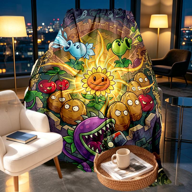 Plants VS Zombies Print Blanket - Soft & Comfortable, for Bedroom, Travel, Sofa, Home Decoration - Birthday Christmas Gift for Friend