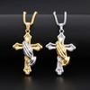 Versatile European and American Hip Hop Trendy Prayer Gesture Cross Necklace Trendy Hip Hop Titanium Steel