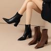 New Trend Women Ankle Boots Sexy Pointed Toe Heeled Shoes Chunky Fashion Pumps  Winter Woman High Heels Goth Chelsea Botas