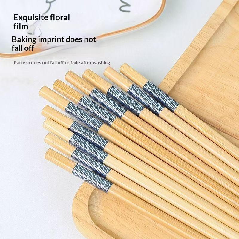 10 Paar Premium Bambusstäbchen mit blauer Kante Nördlicher Bambus Sicher Hohe Qualität Glatt Elegant Für Mahlzeiten Dekoration