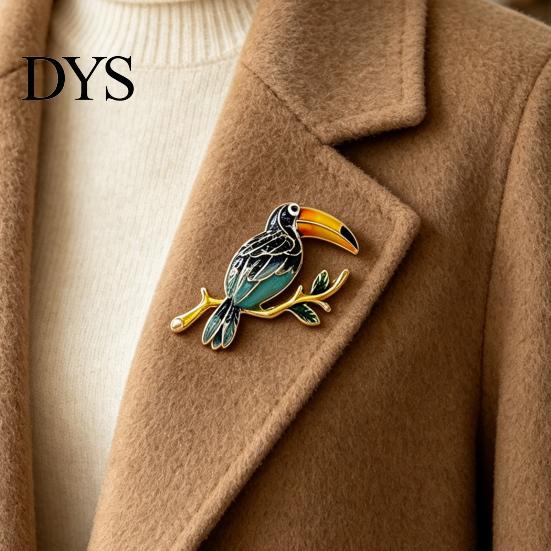 Enamel Bird Jewelry Toucan Brooch Pin for Women Men, Alloy Lapel Coats Pin, Clothing Accessories Suits Dresses Handbags Hats Artistic Shirts