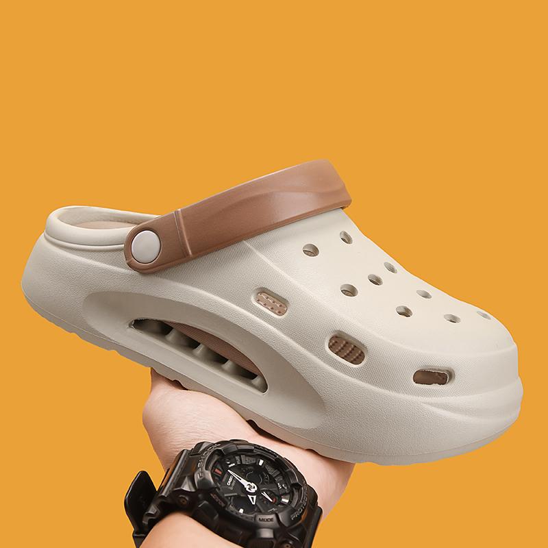 Fashion Thick soled air cushioned perforated shoes garden shoes with a poop like feel outdoor indoor men's and women's trendy slippers