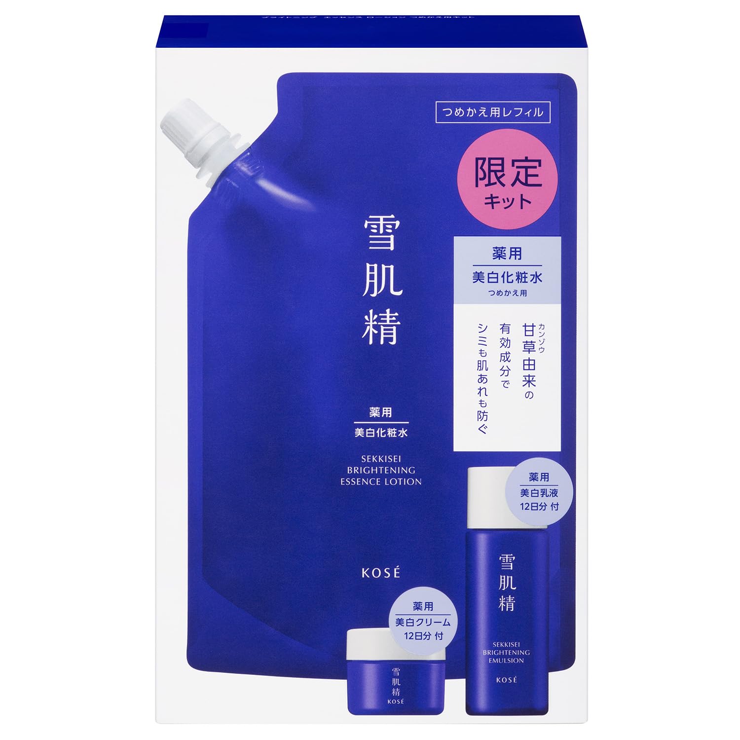 Sekkisei Brightening Essence Lotion [Quasi-drug] Medicated Sekkisei Brightening Essence Lotion Refill 310mL + Emulsion 24mL + Cream 10g Limited Kit (L