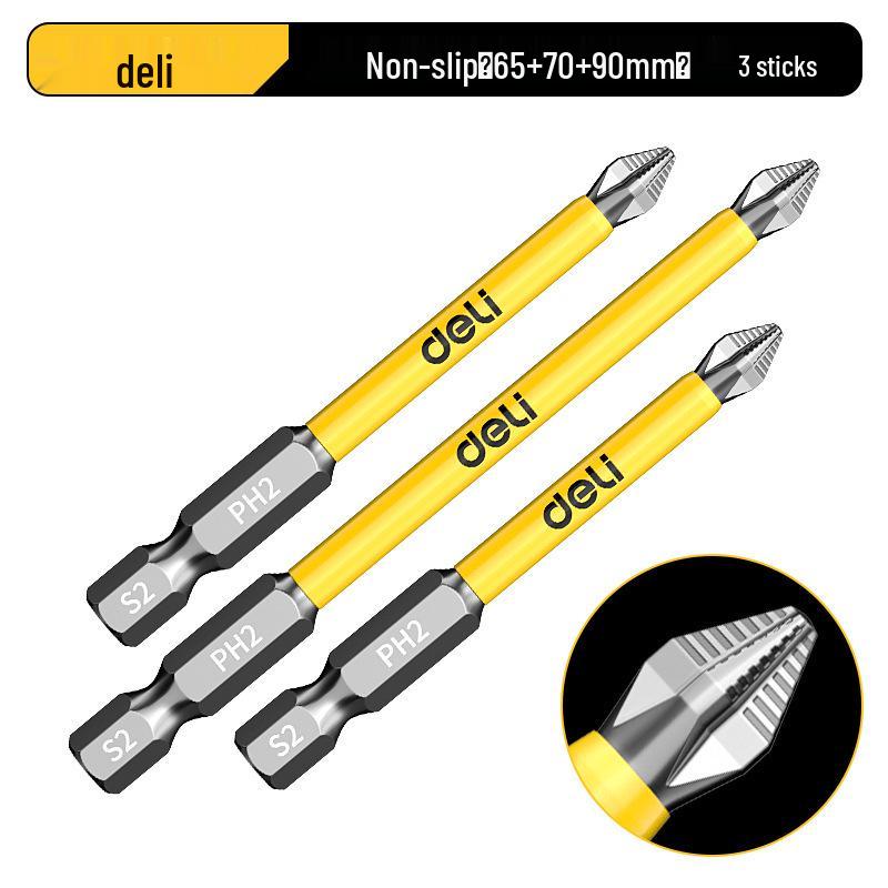 Deli Tungsten Steel Magnetic Anti-slip Phillips Drill Bit Set