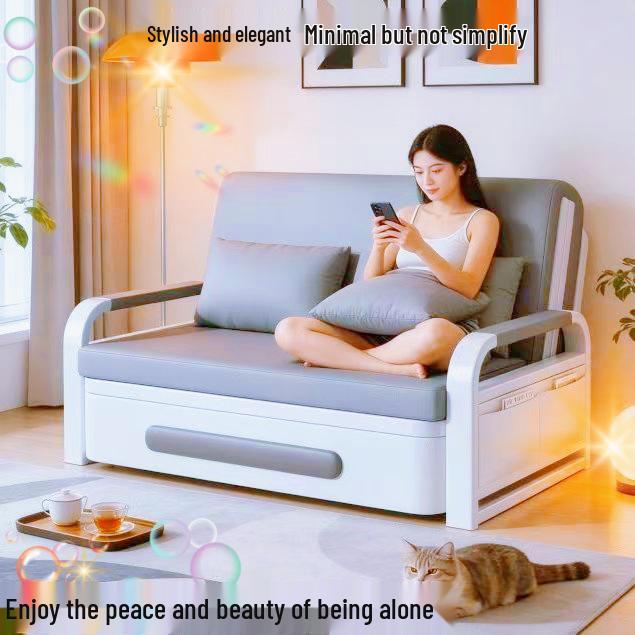 Compact Multifunctional Folding Sofa Bed with Storage and Scratch-Resistant Leather for Small Apartments