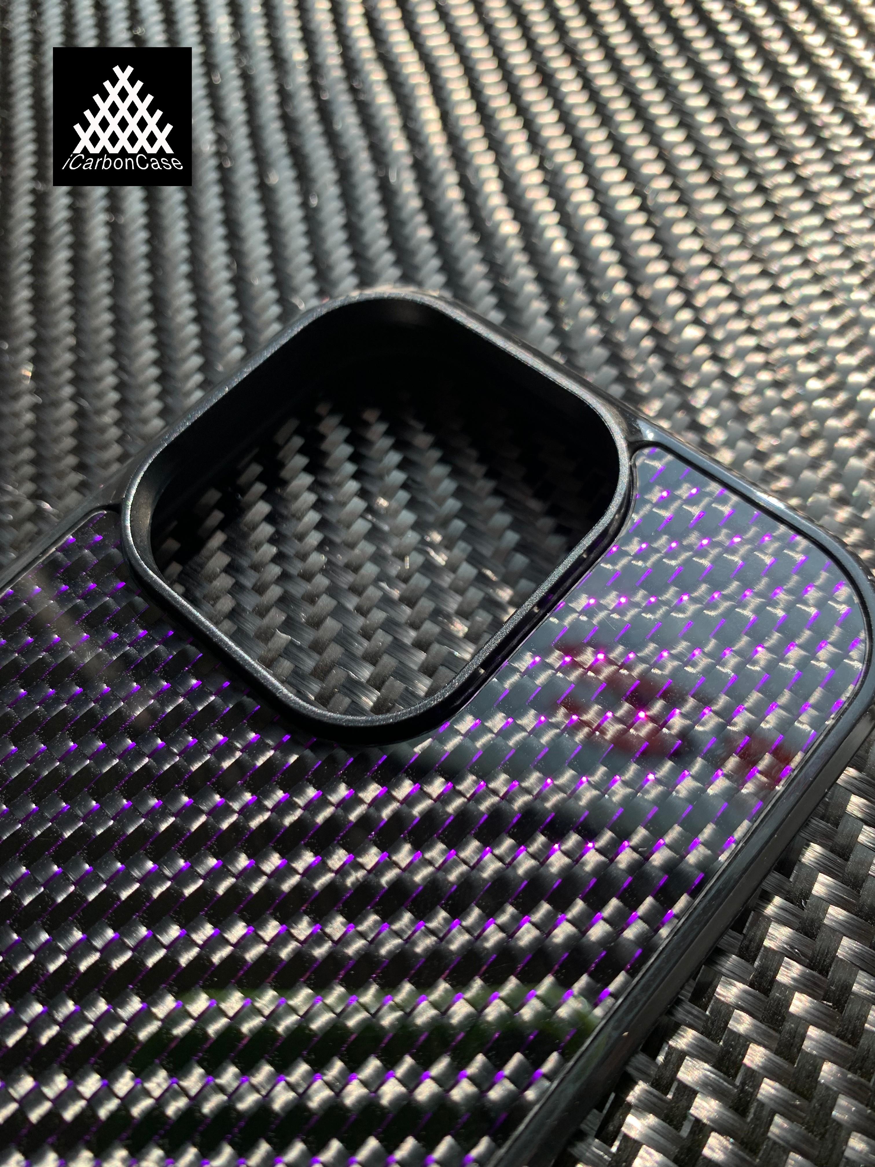 Purple Magnetic Real Woven Carbon Fiber Phone Case for 16 15 14 13 12 11 Pro Max Wireless Charging Cover with Magsafe For iPhone 16 Pro Max&Real carbon fiber