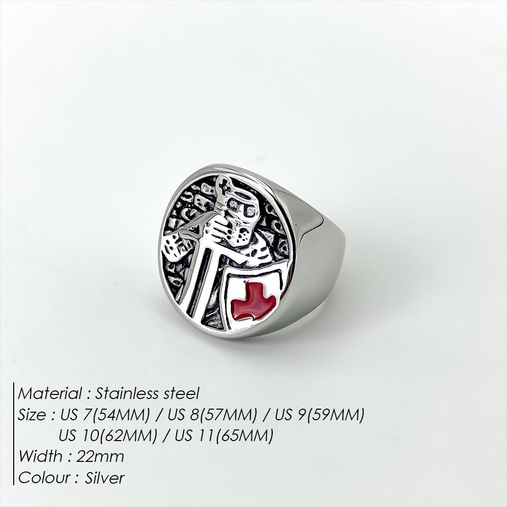 eManco Trendy Personalized Knight Cross Stainless Steel Ring Circumference 65MM-US11 стали