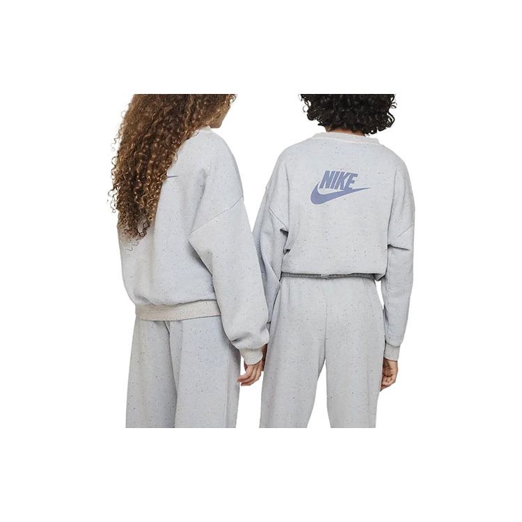 Nike FW22 Kids Back Letter Logo Printed Crewneck Sweatshirt Kids sweatshirt Gray DQ9002-472