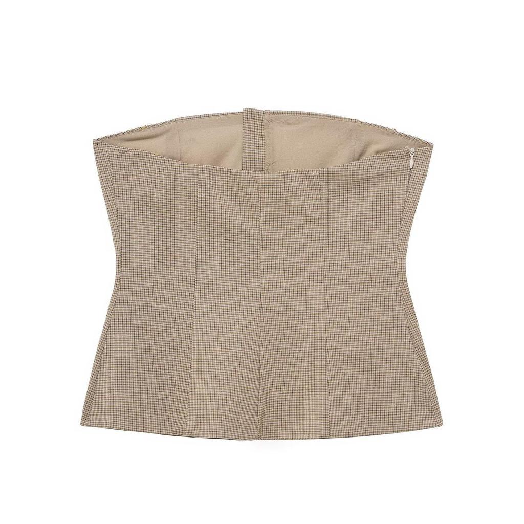 TAOP&ZA Spring/Summer Women's Sexy Slim Fit Plaid Bandeau Tank Top