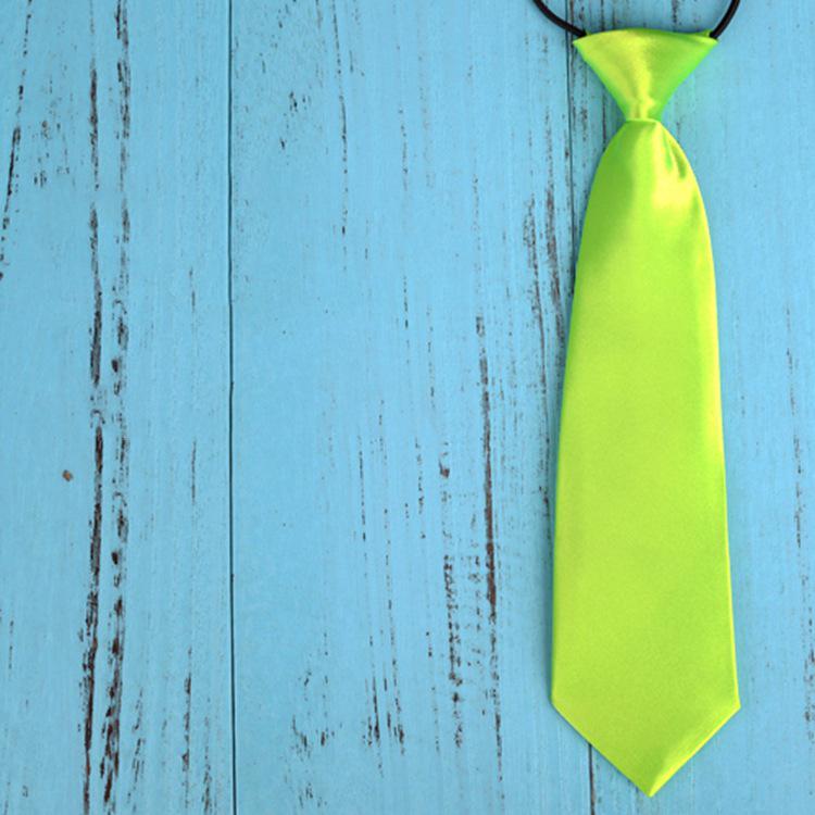 Elastic Silk Tie: Simple, Solid Color, Lazy Man's Design for Kids