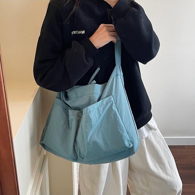Summer small bag women's versatile shoulder oblique span bag casual tote retro tote solid color bag