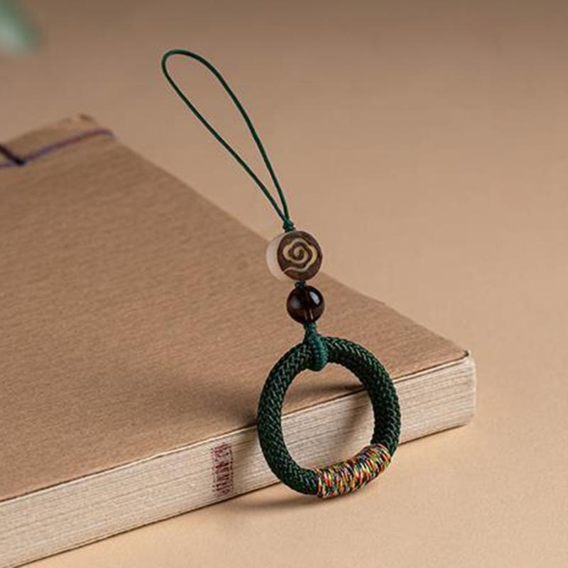 Chinese Style Phone Wrist Charm Strap Cell Phone Finger Keychain Hand-Woven Ring Buckle Pendant Cloud Pattern