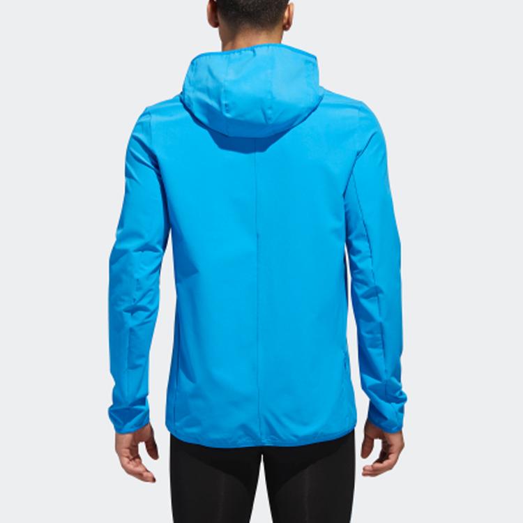 Adidas Letter Stripe Running Sports Hooded Jacket Men Jacket Bright-Blue CY5775