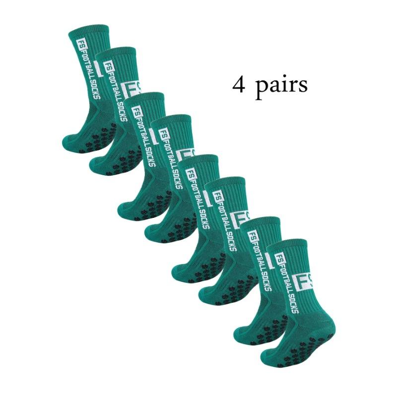 4 Pairs of Updated Mid Tube Glued Football Socks for Athletic Training and Competition Non Slip and Breathable Socks