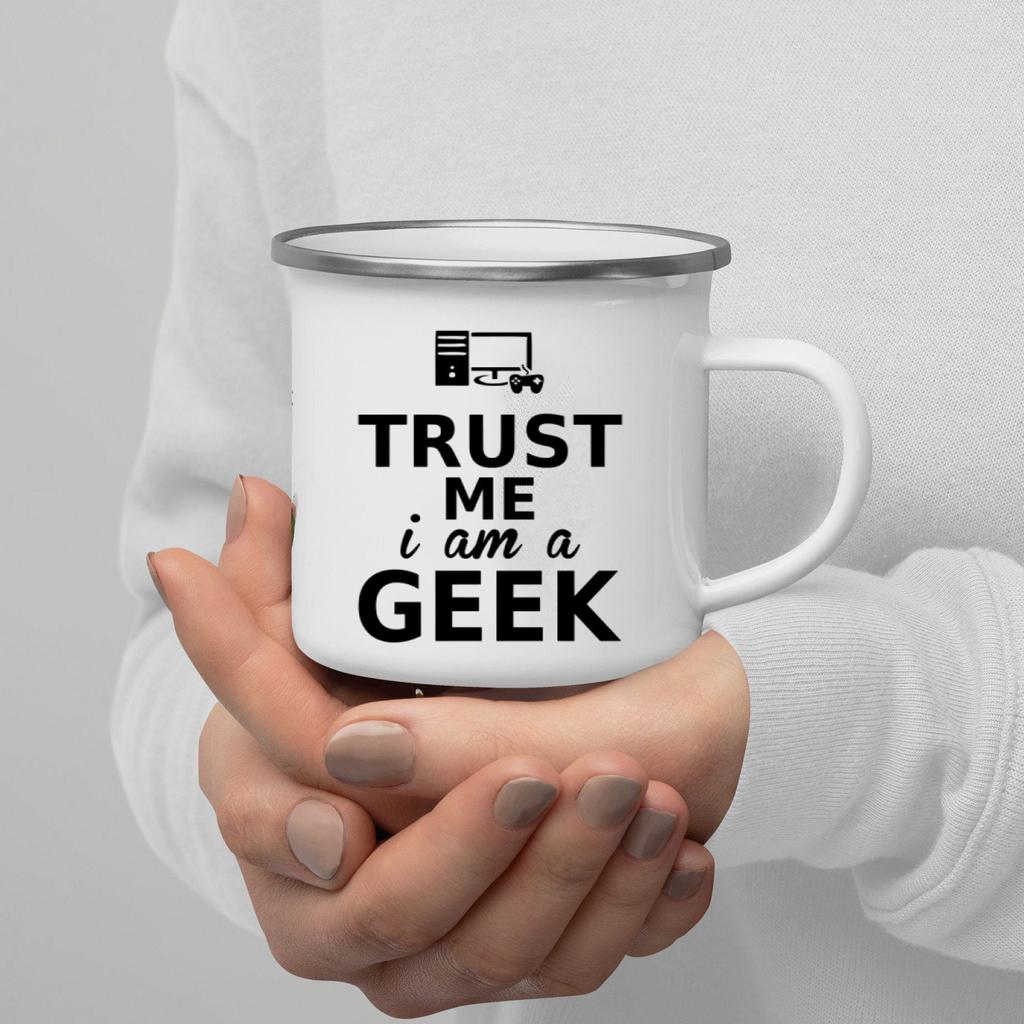 Trust Me I Am Print Enamel Coffee Mug With Handle Wine Beer Drink Juice Cola Cups Milk Mug Best Outdoor Festival Gift Outdoor